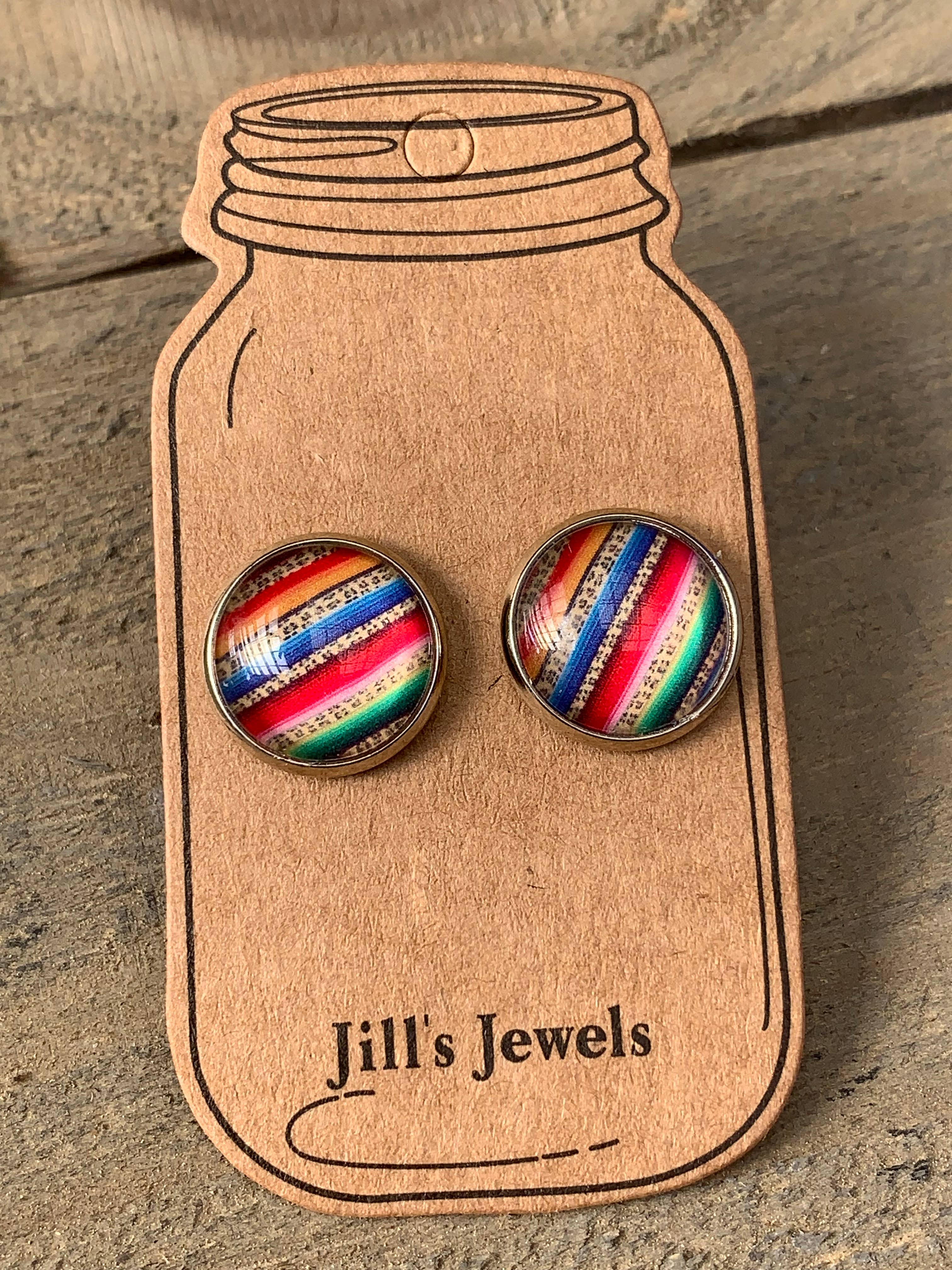 Rainbow Leopard Serape Stud Earrings