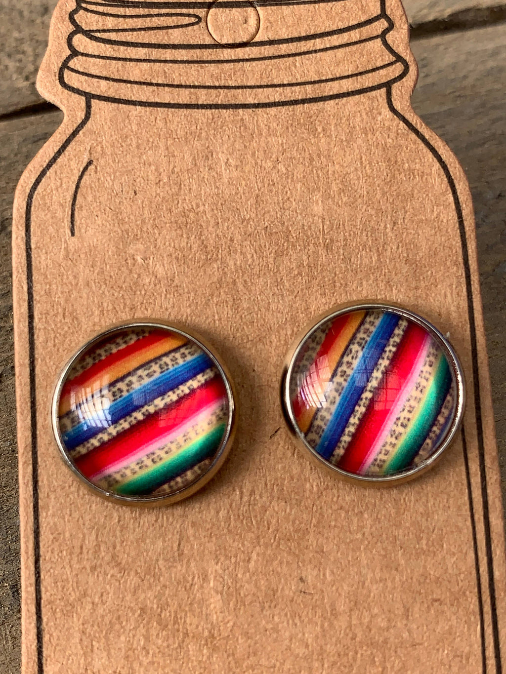 Rainbow Leopard Serape Stud Earrings