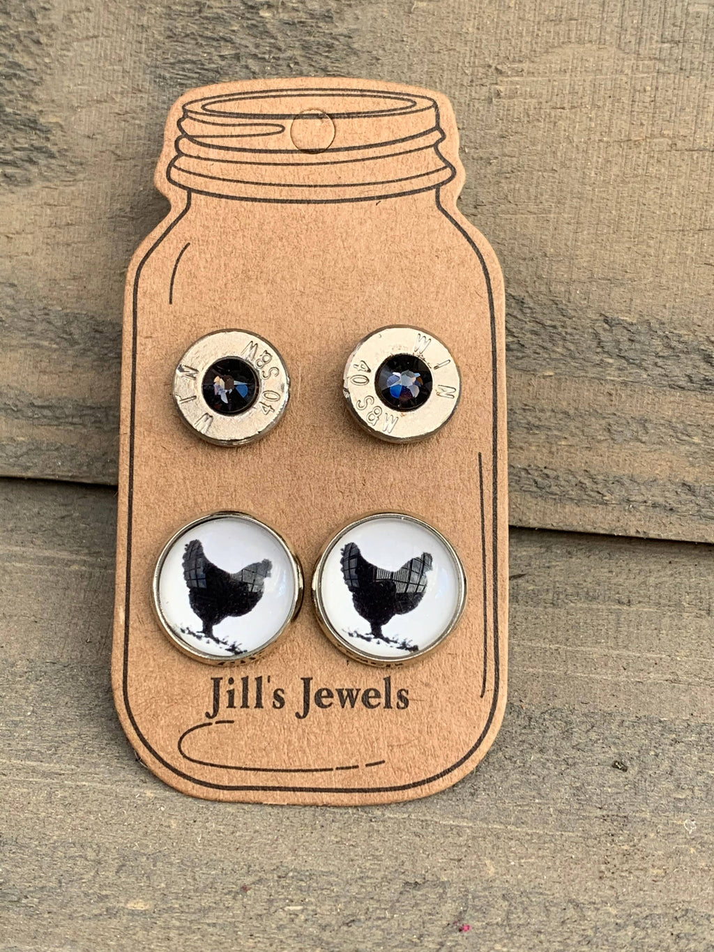 Chicken Earrings 40 Caliber Bullet Earrings Set