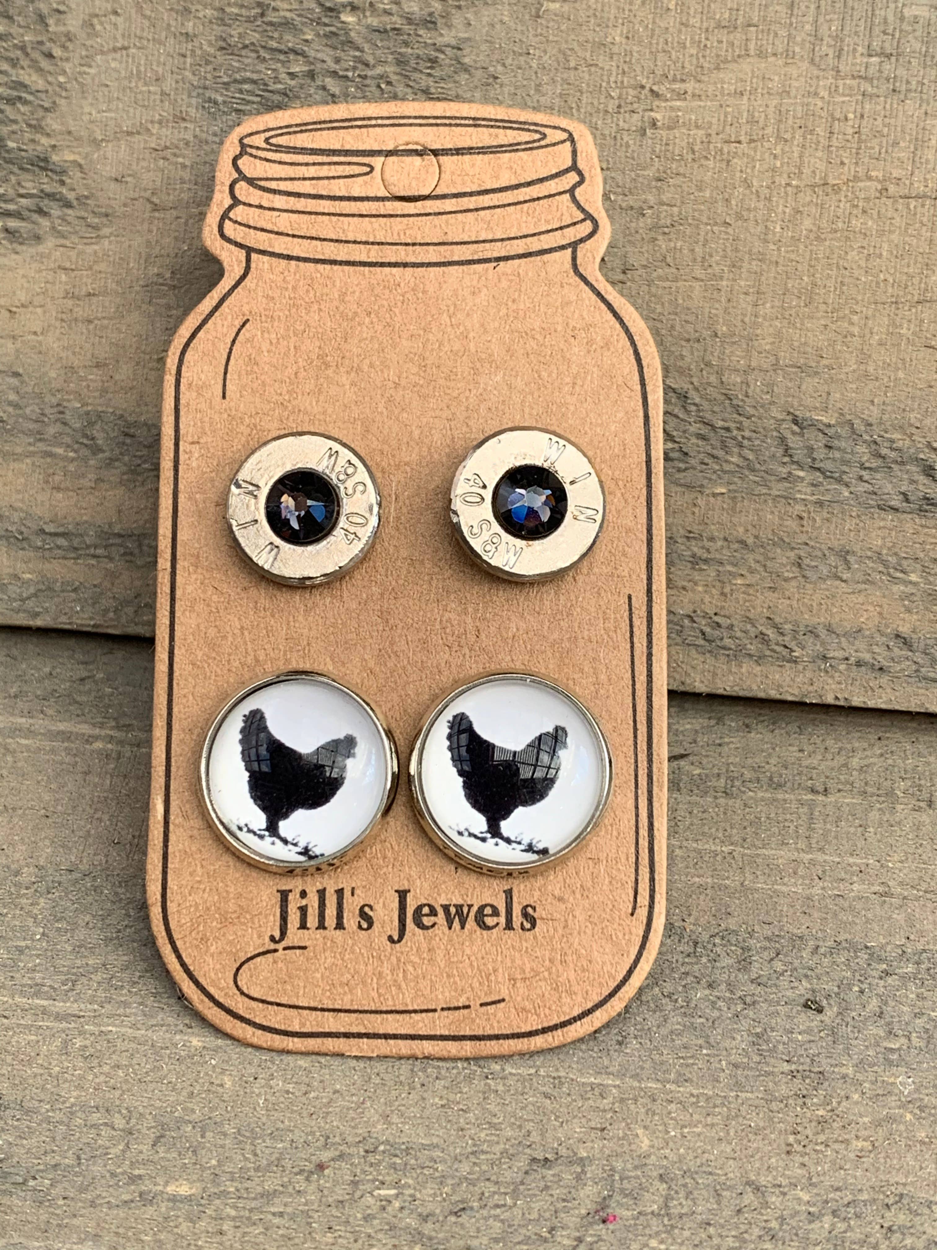 Chicken Earrings 40 Caliber Bullet Earrings Set