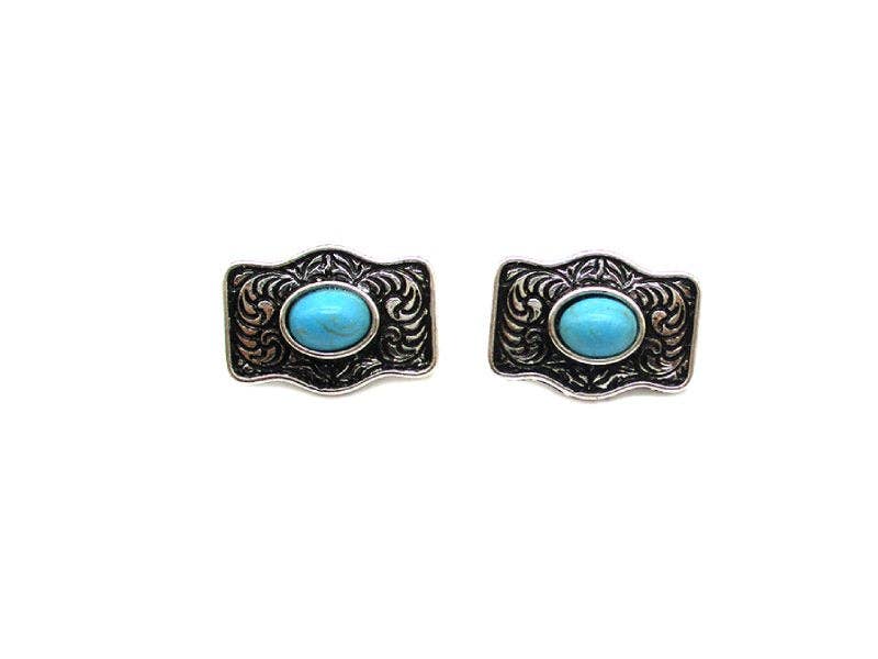 Western Small Belt Buckle Post Earring