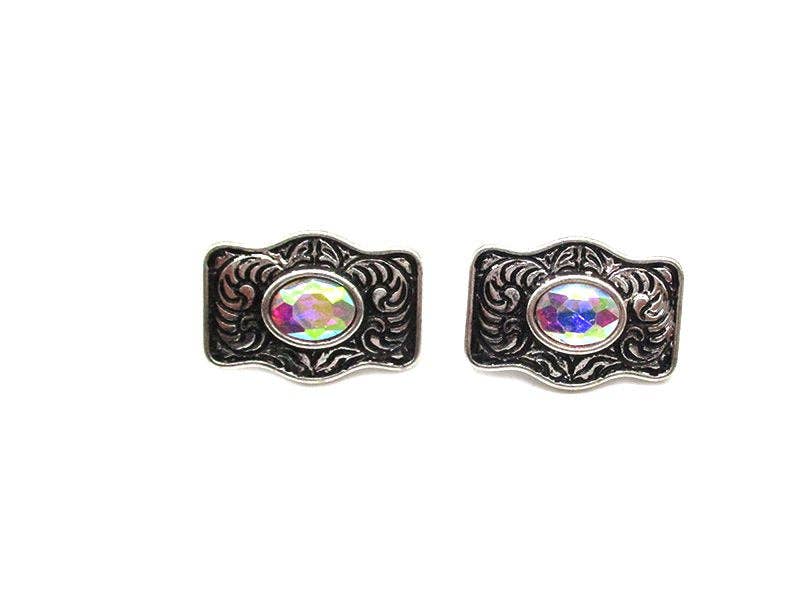 Western Small Belt Buckle Post Earring