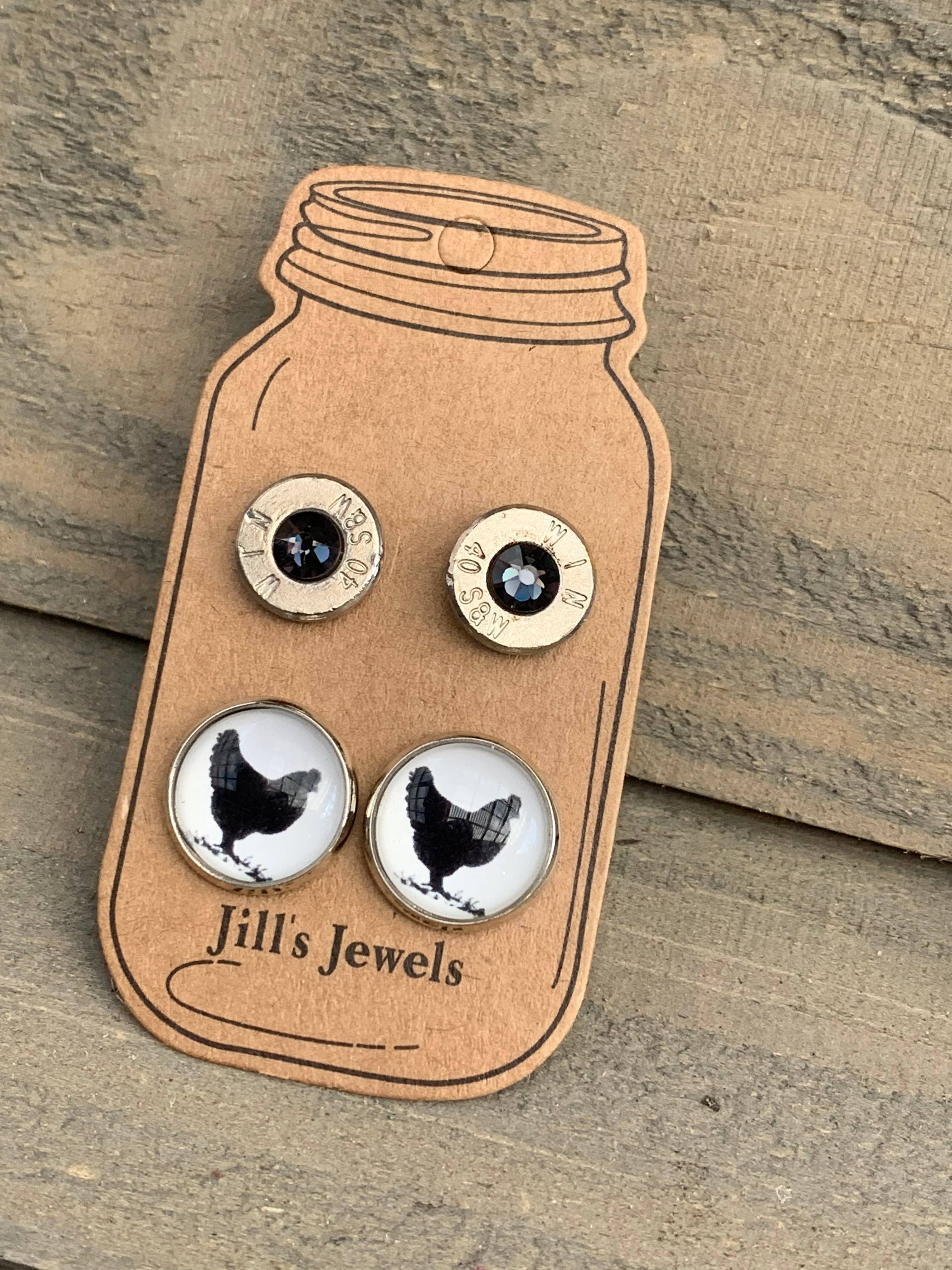 Chicken Earrings 40 Caliber Bullet Earrings Set